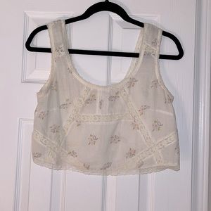 White Billabong cropped blouse with floral print